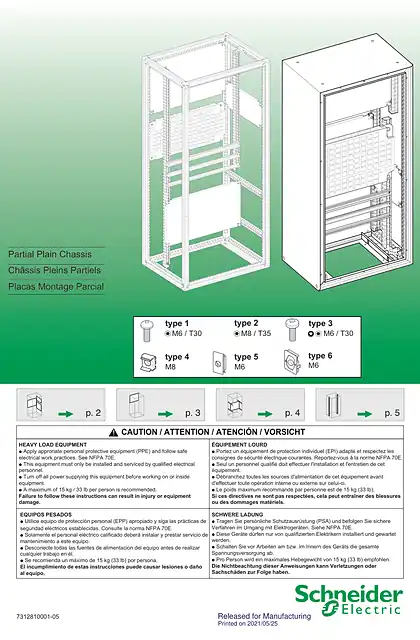 schneider施耐德Spacial SF_SM and Thalassa PLA Partial plain mounting plate Instruction Sheet